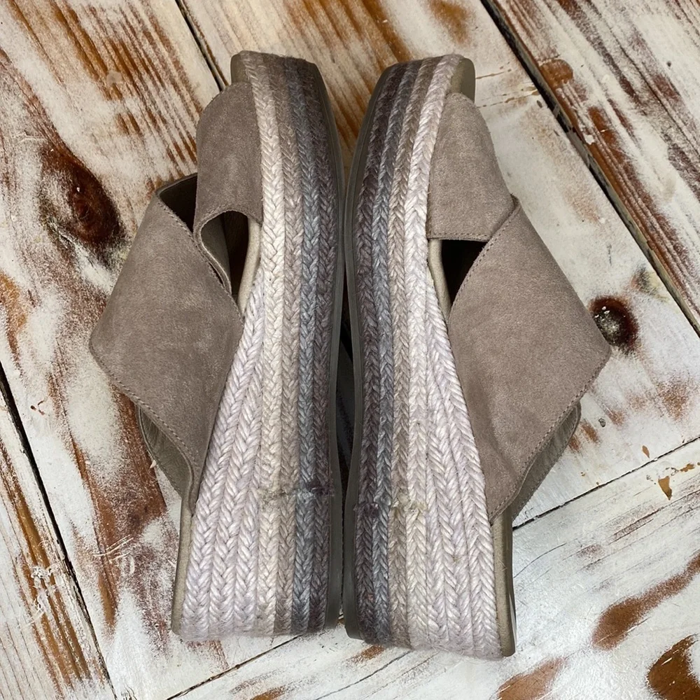 Paseart Espadrille Suede Slip-On Platform Sandal Size 8 Excellent Condition